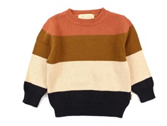 Petit Piao knitwear copper brown/rubber/tapioka/raven stripes